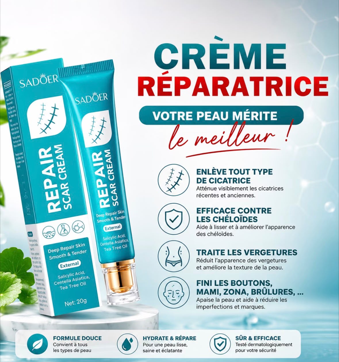 La Crème qui traite avec efficacité cicatrice - vergeture - quintos